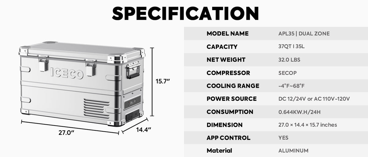 APL35 Dual Zone Aluminum Fridge refrigerator| ICECO | 35 LT — photo 10