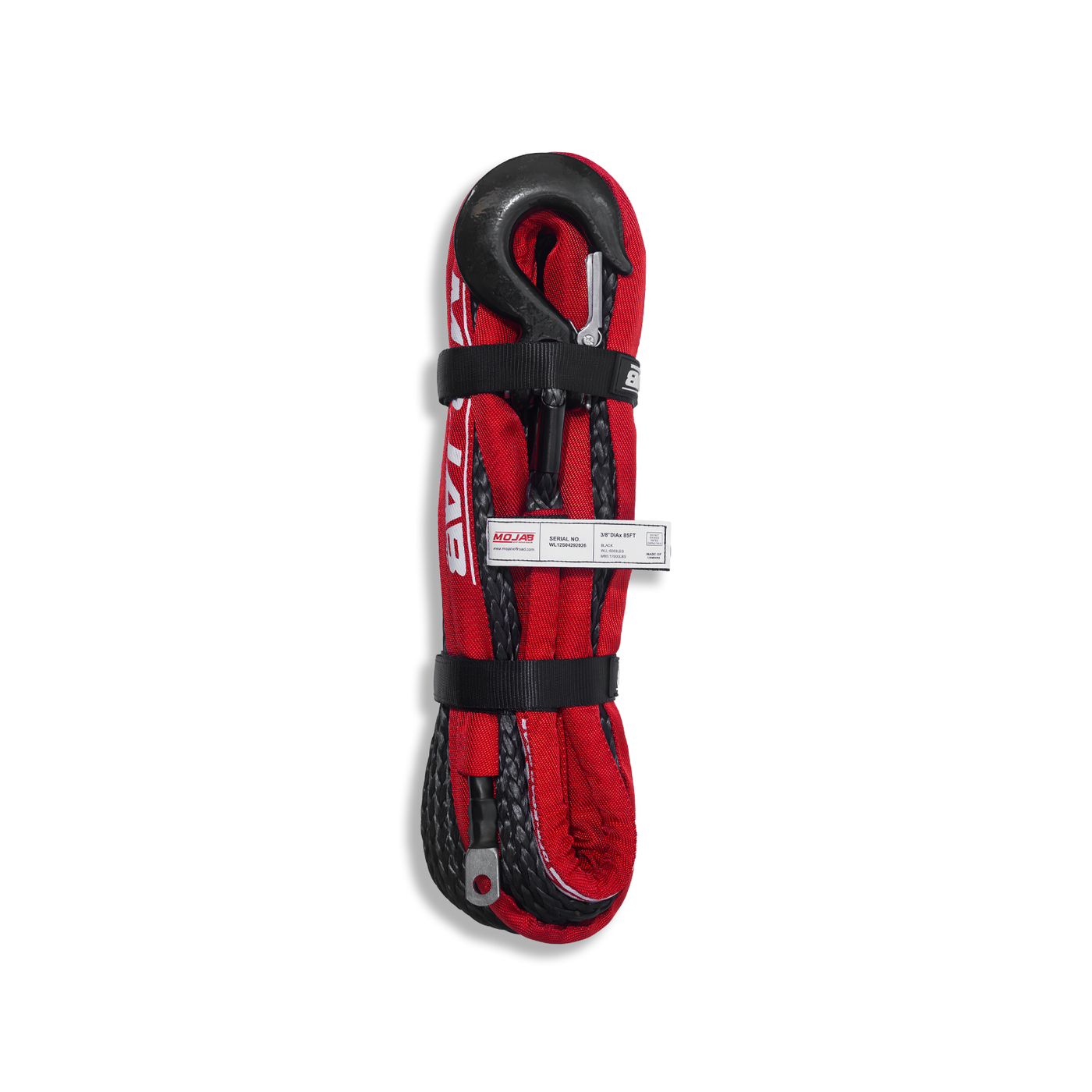 3/8'' x 85' Synthetic Winch Rope with Removeable forged winch hook — photo 2