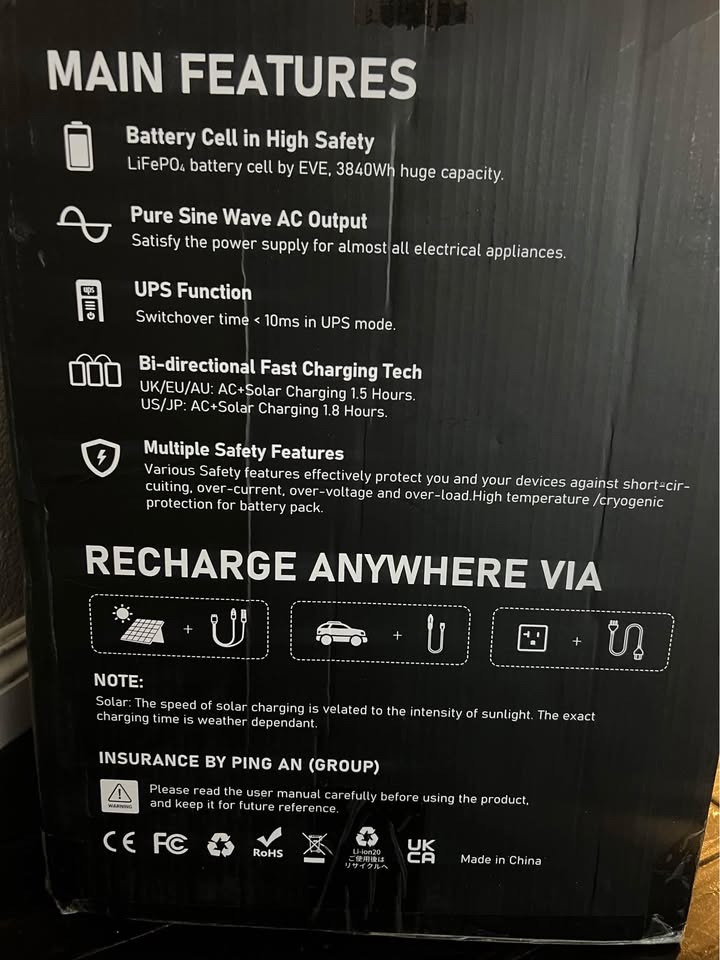 New in Box! FOSSiBOT Pro F3600 Portable Power Station – 3840Wh LiFePO4 Battery *Free Delivery* in Lemon Grove, CA (photo 6) — photo 6