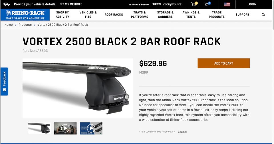 Rhino Rack Pioneer platform, Vortex rails, 200L bag in Murrieta, CA (photo 5) — photo 5
