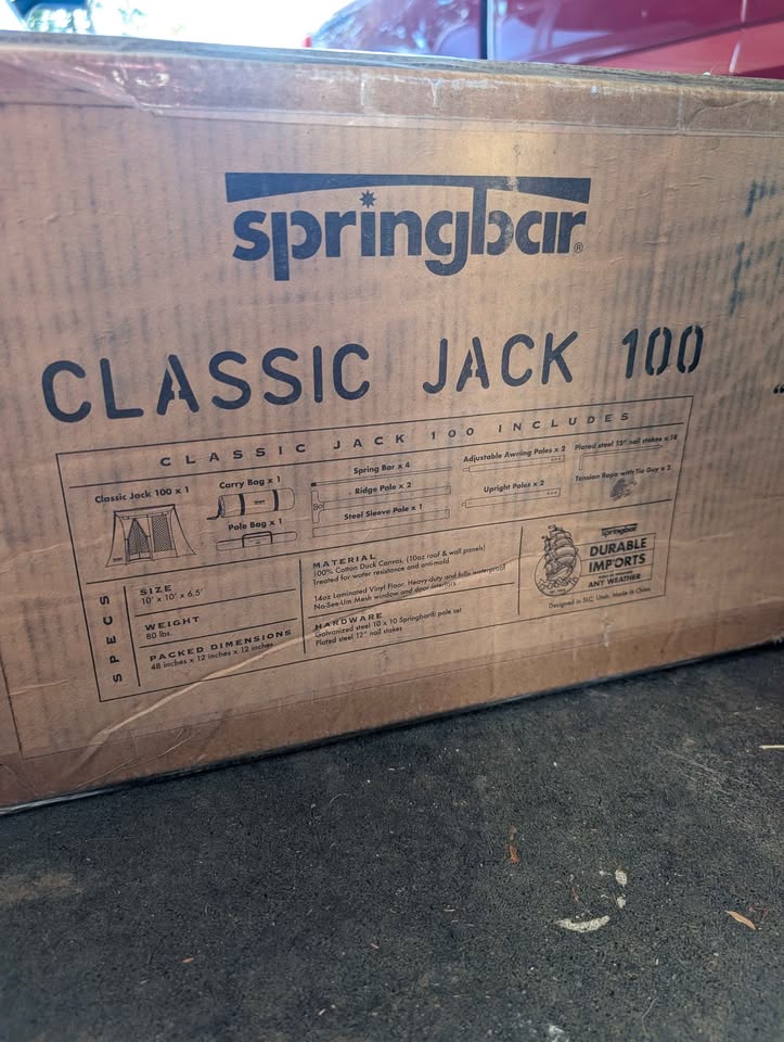 NEW IN BOX Springbar Classic Jack 100 Canvas Tent (10x10) – Unopened in Pleasant Hill, OR (photo 5) — photo 5