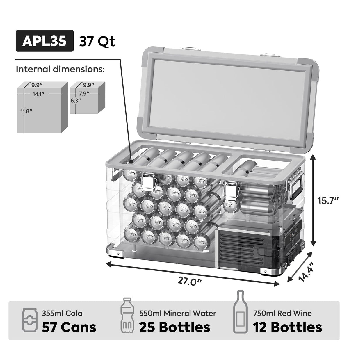 APL35 Dual Zone Aluminum Fridge refrigerator| ICECO | 35 LT — photo 3