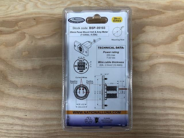 29mm Panel Mount Volt & Ammeter (7-33V/0-25A) — Equipt Expedition Outfitters (photo 6) — photo 6