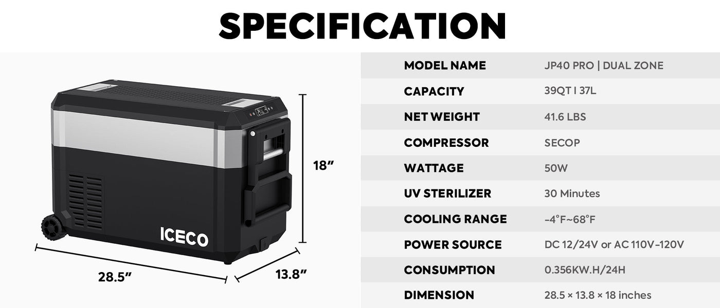 JP40 Pro Dual Zone Wheeled Portable Freezer | ICECO | 40 LT — photo 7