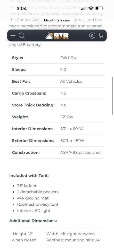 Roofnest Condor 1 Rooftop Tent in Centennial, CO (photo 7)