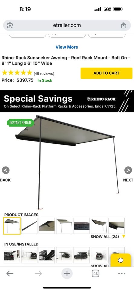 Rhino Rack Awning Sun seeker 6.5ft in Rancho Santa Margarita, CA (photo 5) — photo 5