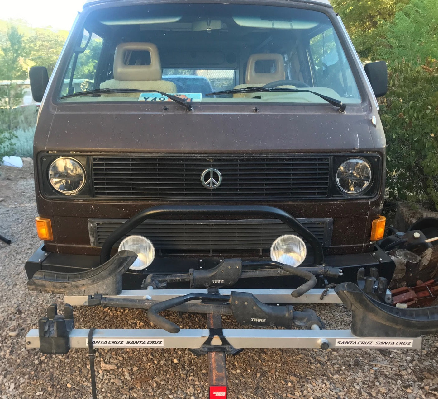 ready for adventure.|RV rental: Looking into a cozy Westfalia camper van cockpit