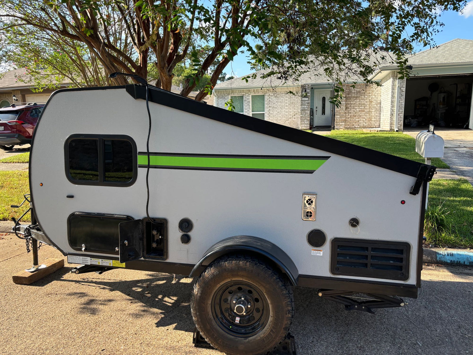 and AC unit for your adventure.|Compact A-frame travel trailer