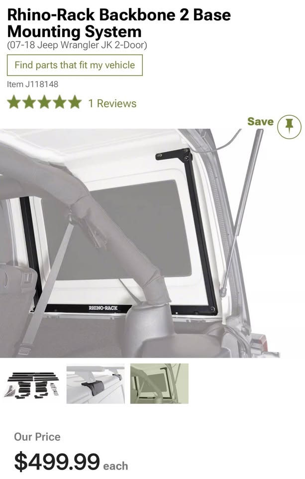 Rhino rack backbone (RJKB2) For a two door wrangler JK — photo 3