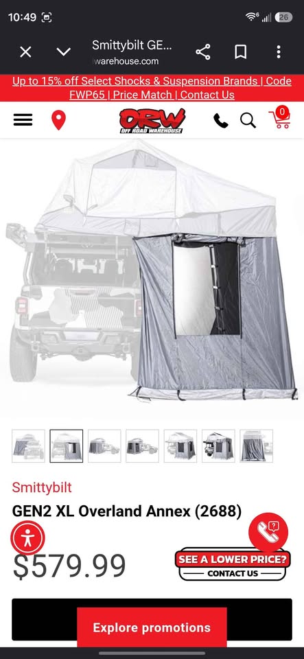 Smittybilt Gen2 Overlander XL rooftop tent with matching Annex room in Minturn, CO (photo 3) — photo 3
