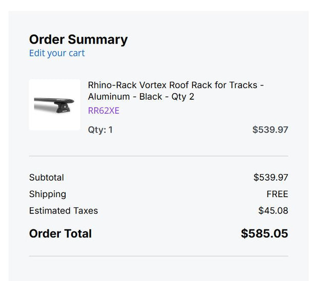 Rhino-Rack Vortex Roof Rack for Tracks - Aluminum - Black - Qty 2 — photo 3