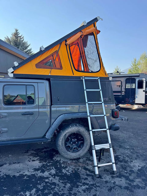 Go fast v2 camper for jeep gladiator with decked drawers and batwing awning