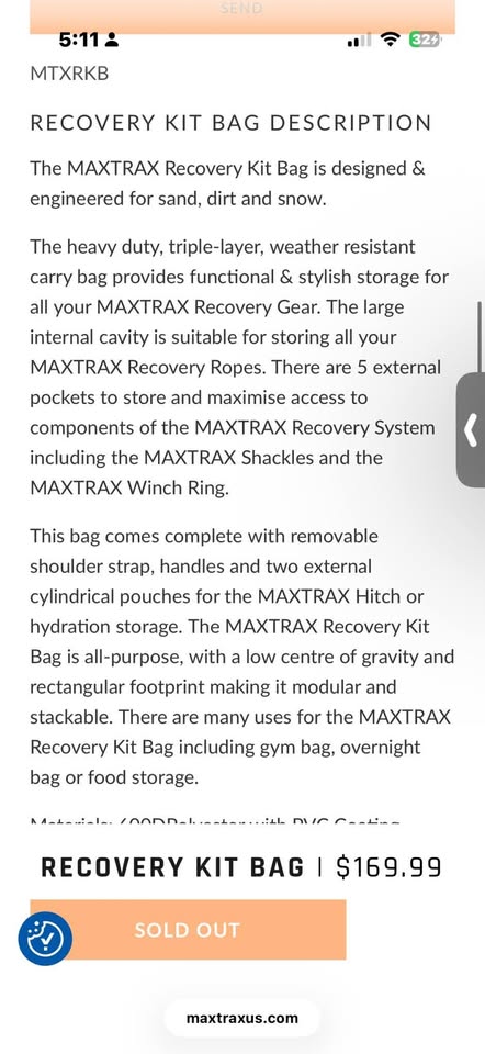 MaxTrax Recovery Kit Bag (photo 2) — photo 2