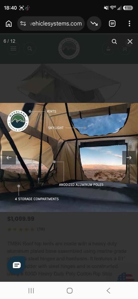 Overland Vehicle Systems LD TMBK 3 Person Soft Shell Roof Top Tent in Colorado Springs, CO (photo 3) — photo 3