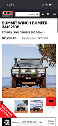 ARB Summit Winch Bumper 2016-2021 Toyota Land Cruiser 200