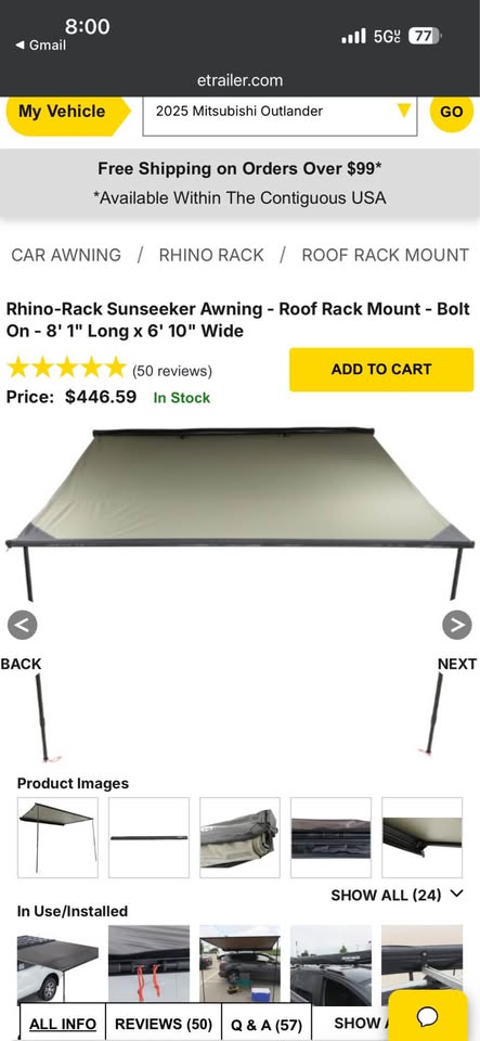 Rhino Rack 8’x7’ awning (photo 4) — photo 4