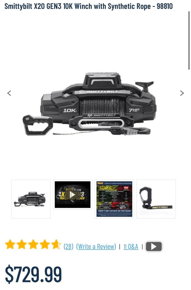 Smittybilt X2O GEN3 10K Winch with Synthetic Rope - 98810 (photo 2) — photo 2