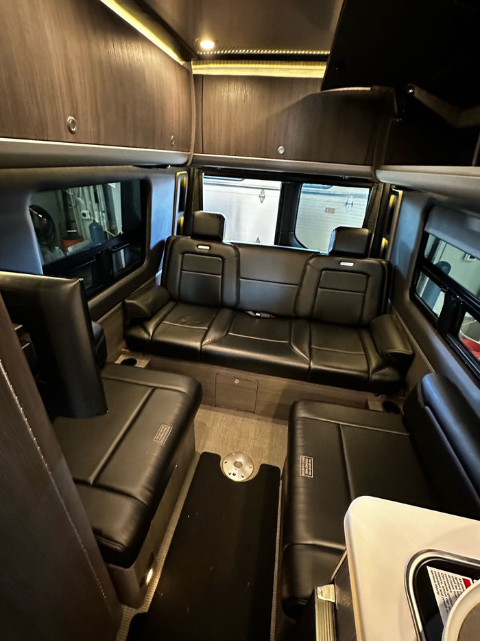 black leather seating
