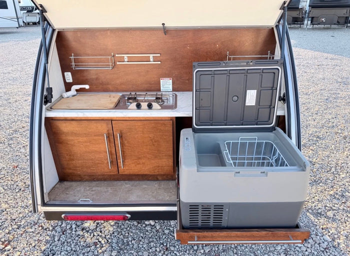 ready for adventure.|RV rental interior showing a comfortable sleeping area with bed