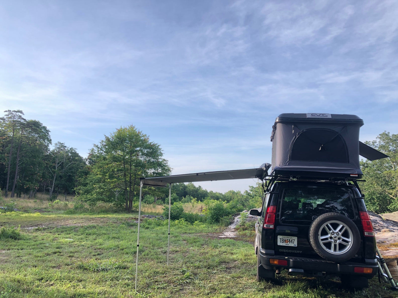 parked on rocks