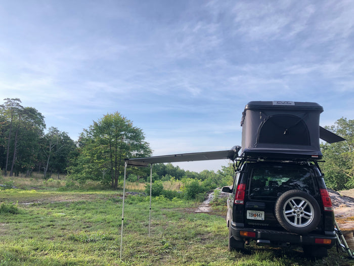 parked on rocks
