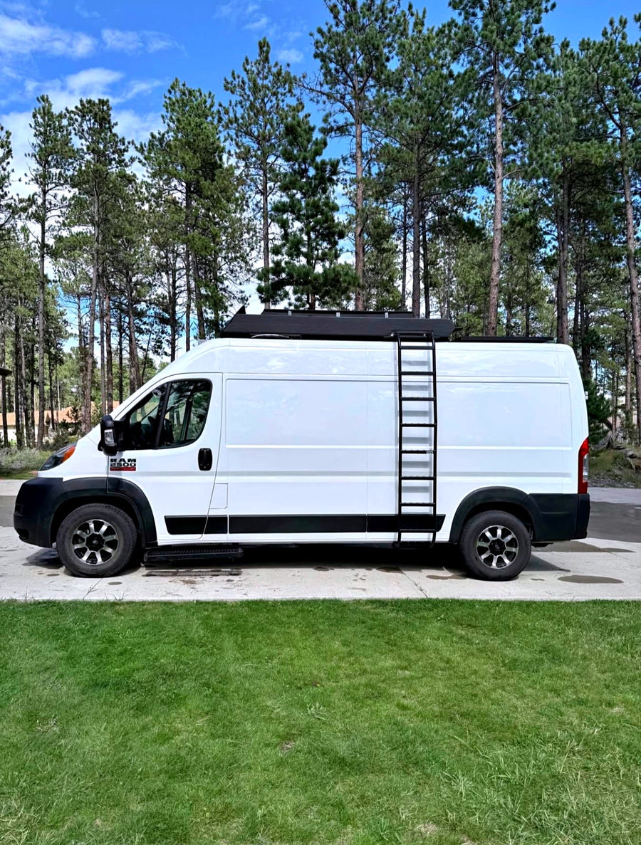 Explore with this white Ram ProMaster camper van rv rental