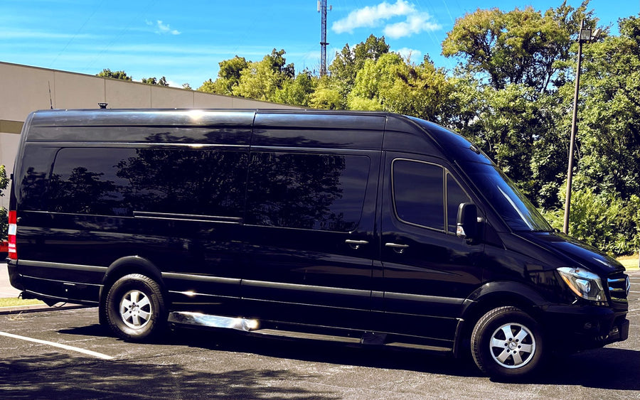 Spacious black Mercedes Sprinter van