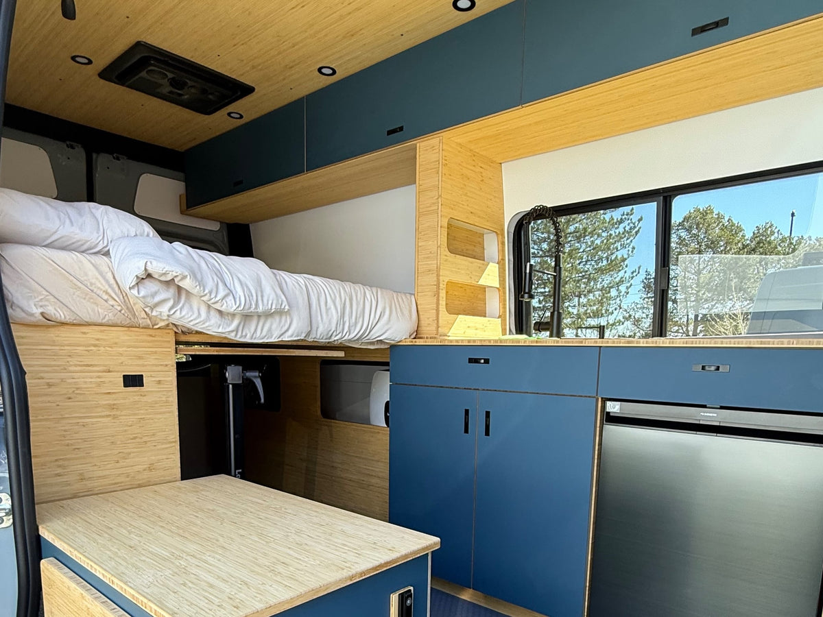 offering a cozy outdoor leisure retreat.|Modern rv rental interior with a cozy bed — photo 2