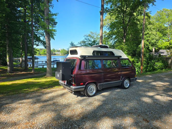 perfect for your next RV rental adventure.|This burgundy VW camper van