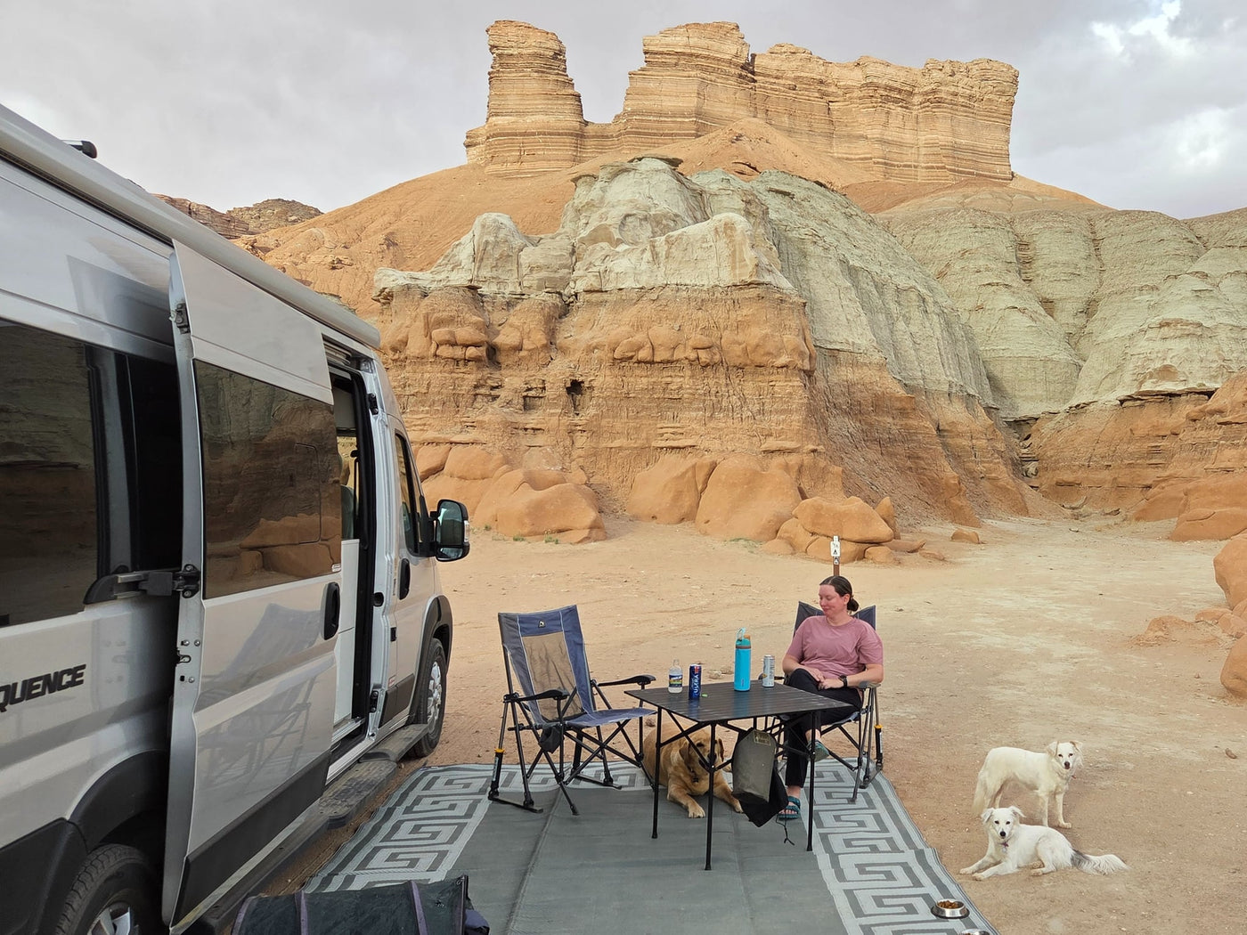 ready for adventure.|An RV rental van is parked next to a Texas Route 66 sign and mural — photo 4