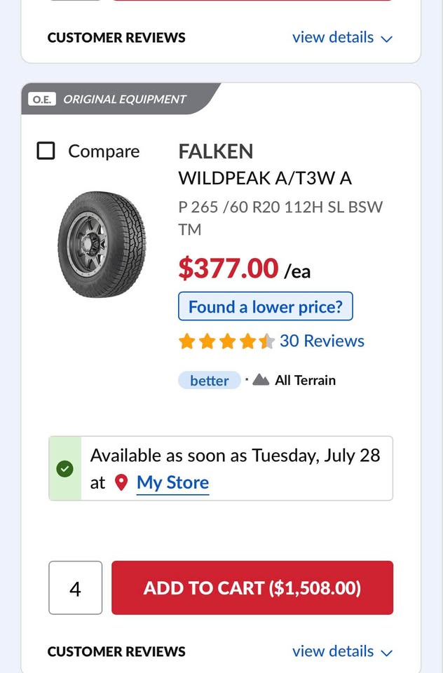 Set of 4 Falken Wildpeak A/T3WA Tires - 265/60R20 in Albuquerque, NM (photo 4) — photo 4