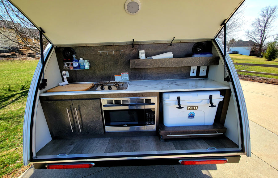 dark wood cabinets