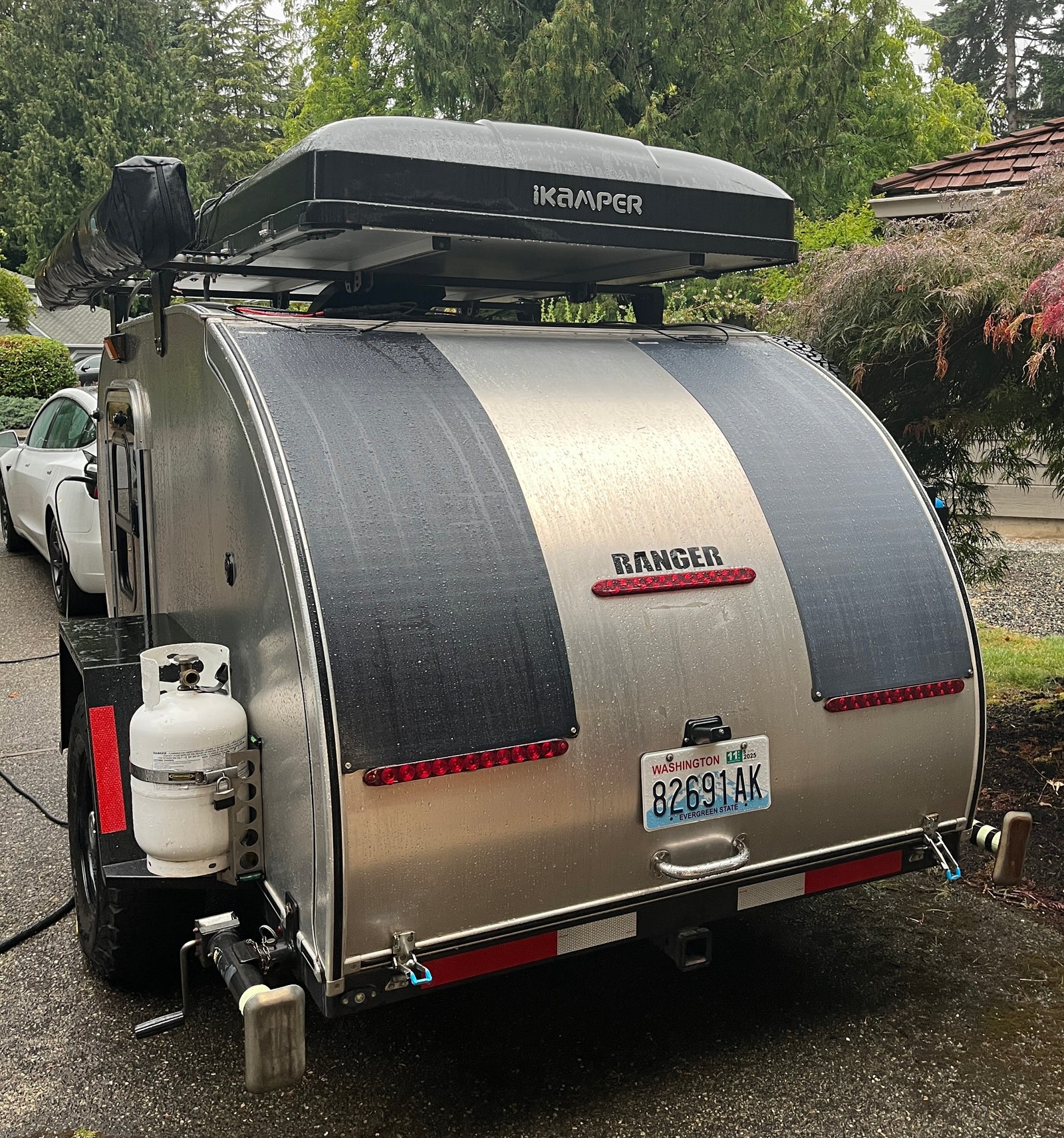 Compact RV rental: This teardrop camper is fully equipped for your next camping adventure.