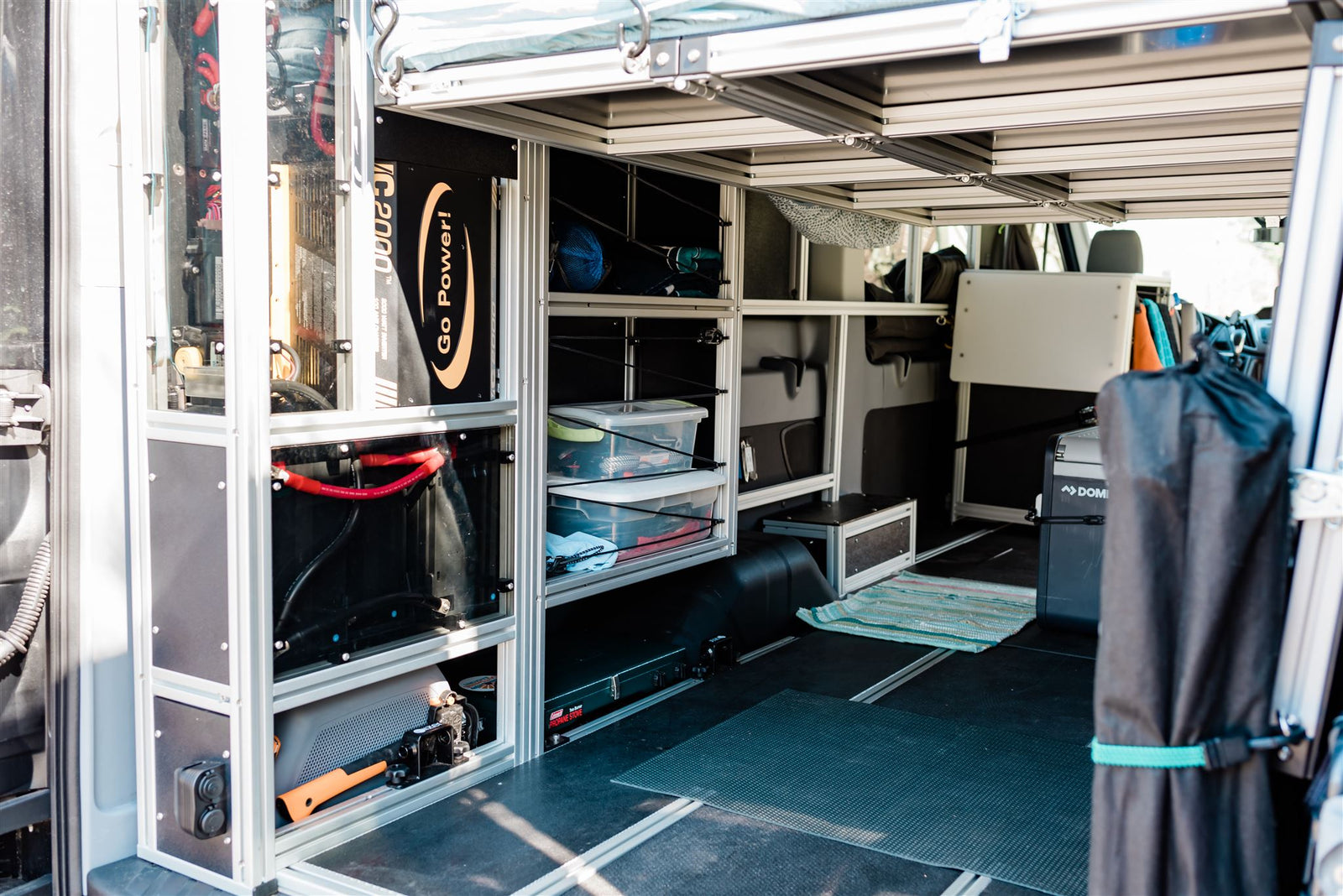 showcases a compact kitchenette