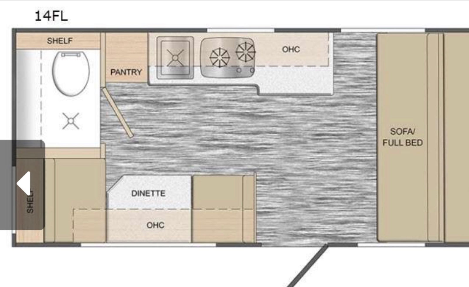 and bright wood-panel walls.|Inside a modern RV rental: light wood-look interior walls