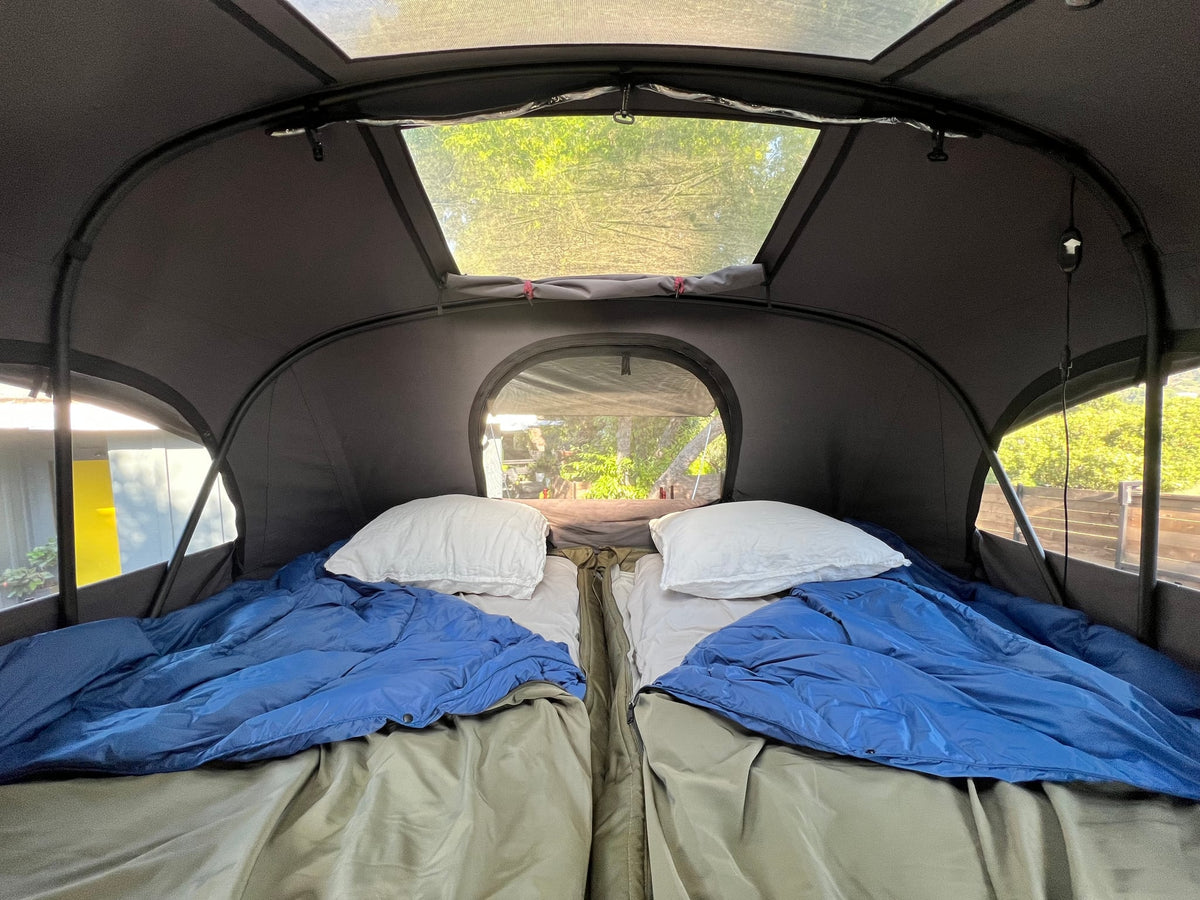 is ready for outdoor adventures.|Close-up of an Escapod RV rental's roof with integrated solar panel — photo 11