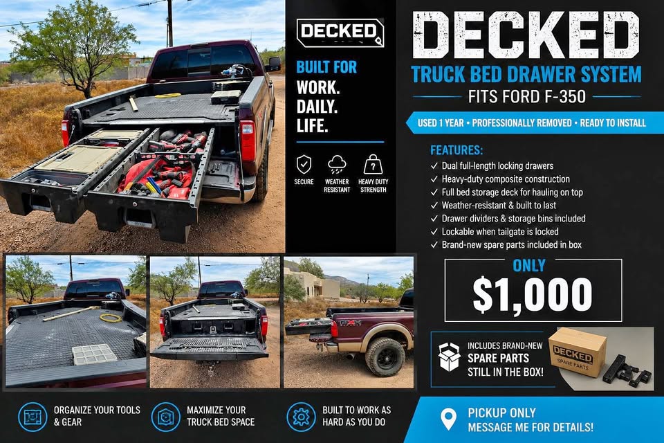 DECKED Drawer Storage System for Truck 6 1/2 or 8 foot bed + New Spare Parts in Phoenix, AZ (photo 1) — photo 1