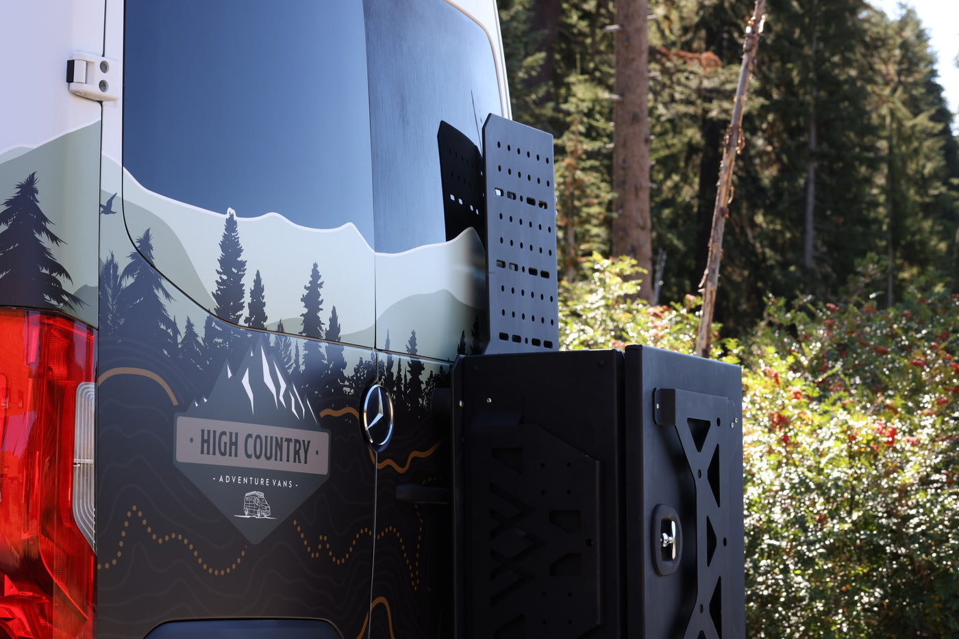 Rear view of a custom adventure van with gear storage, perfect for your RV rental outdoor journey. — photo 4