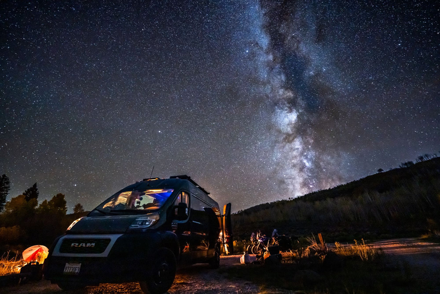 custom camper van's mobile office
