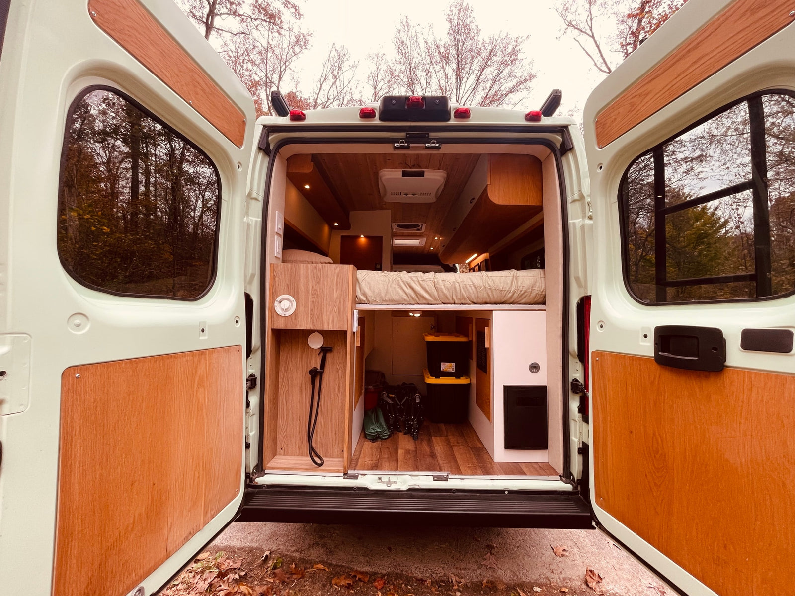 and wood details.|This RV rental boasts a compact