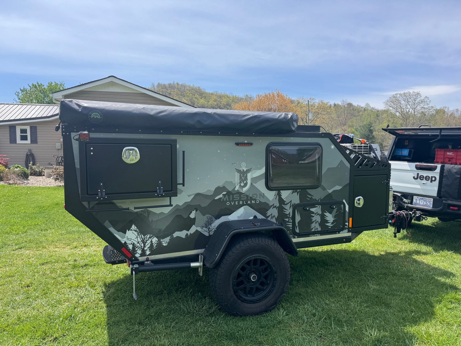 Rugged Mission Overland teardrop camper, perfect for rv rental, ready for overlanding and outdoor adventures.