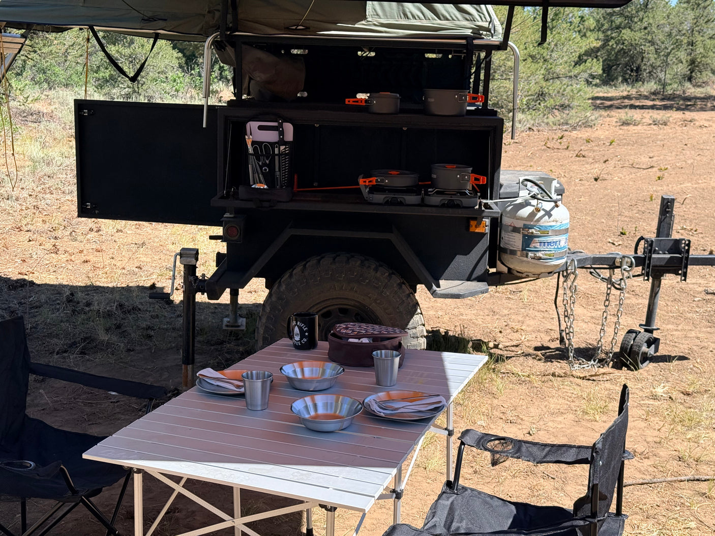 Off-Road Overland Trailer w/ Rooftop Tent, Awning & Camp Kitchen