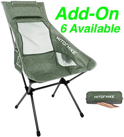 Green HITOGHIKE portable folding chair, ideal for your RV rental adventure. Compact, lightweight camping gear.