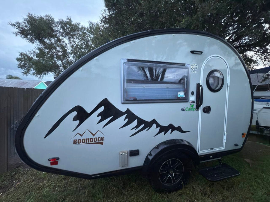 Light gray nüCamp T@B Boondock teardrop rv rental
