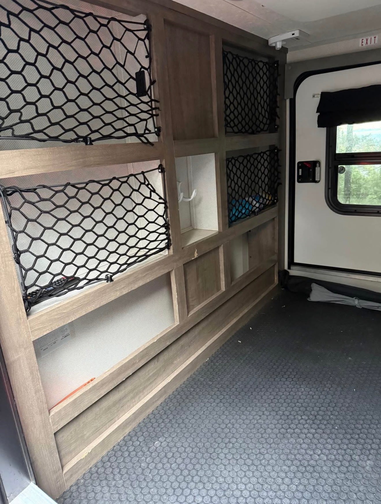 perfect for an RV rental wilderness adventure.|White & black No Bo teardrop RV rental