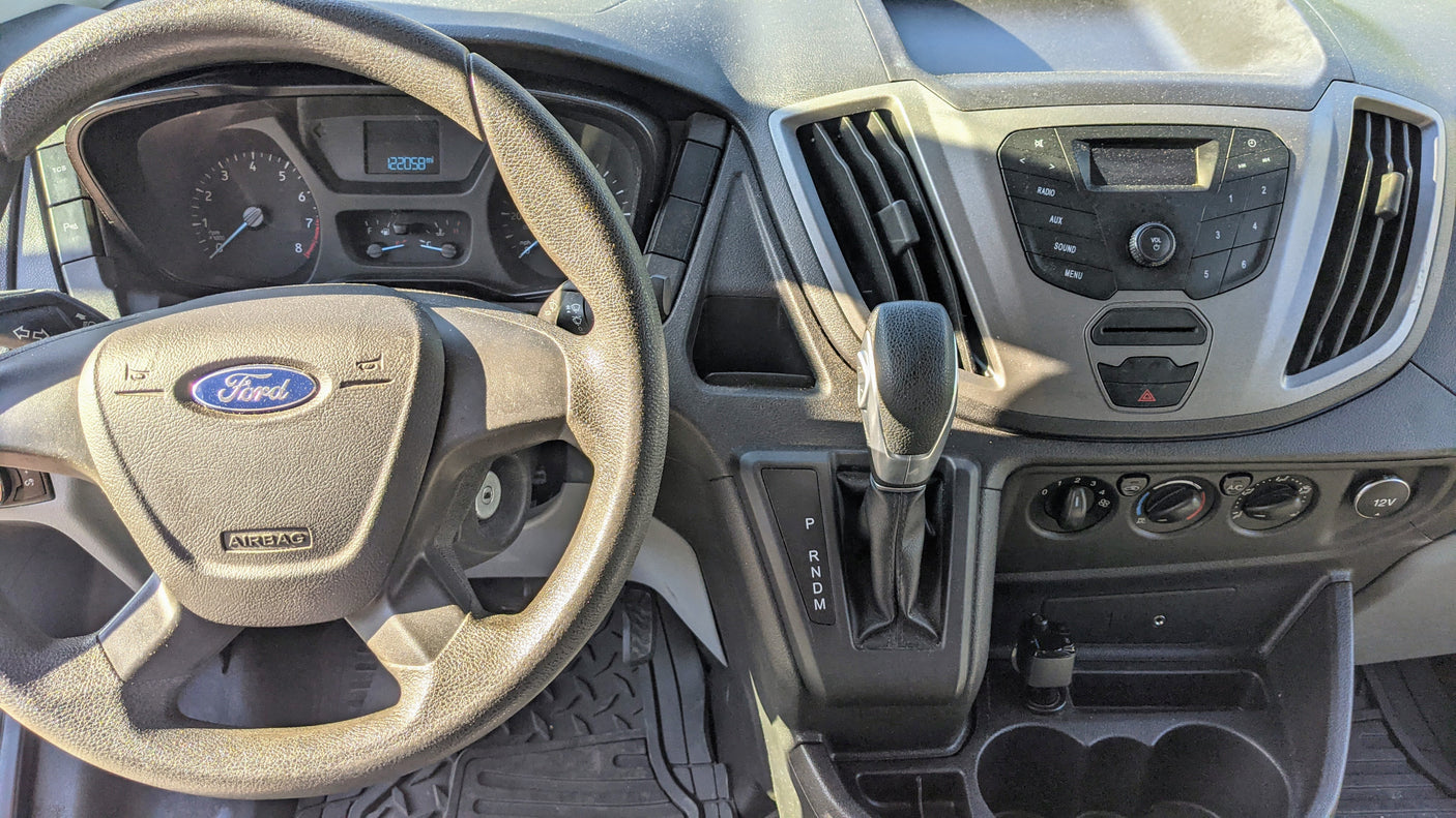 ready for adventure.|Dashboard view inside a Ford van