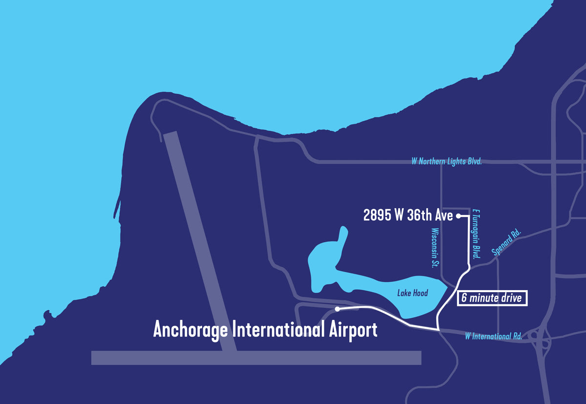 Map showing Anchorage International Airport & Lake Hood, with a 6-min drive to an RV rental at 2895 W 36th Ave. — photo 20