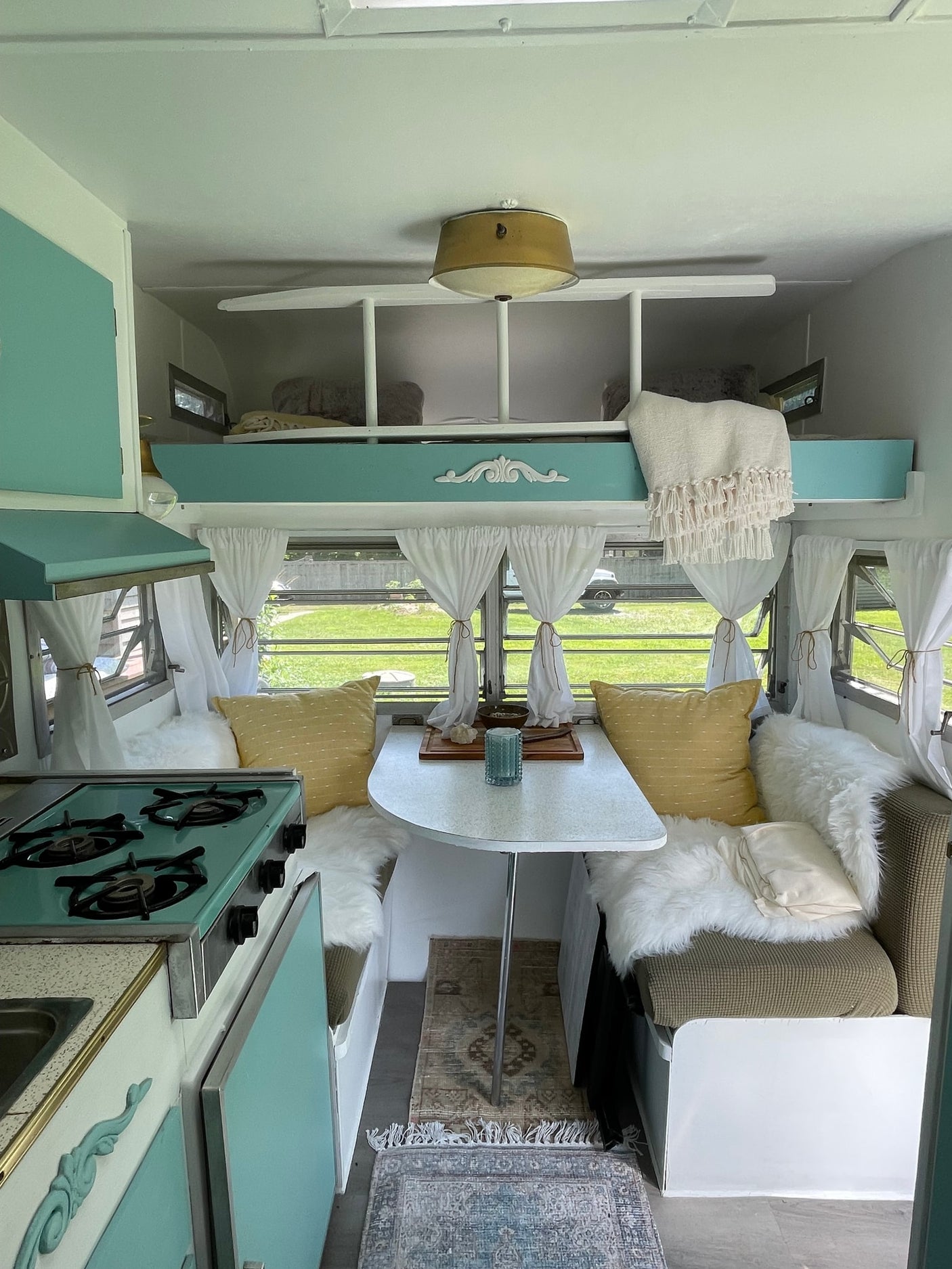 teal bunk bed