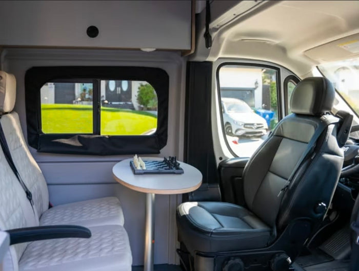 ready for adventure.|Explore this RV rental's versatile camper van interior