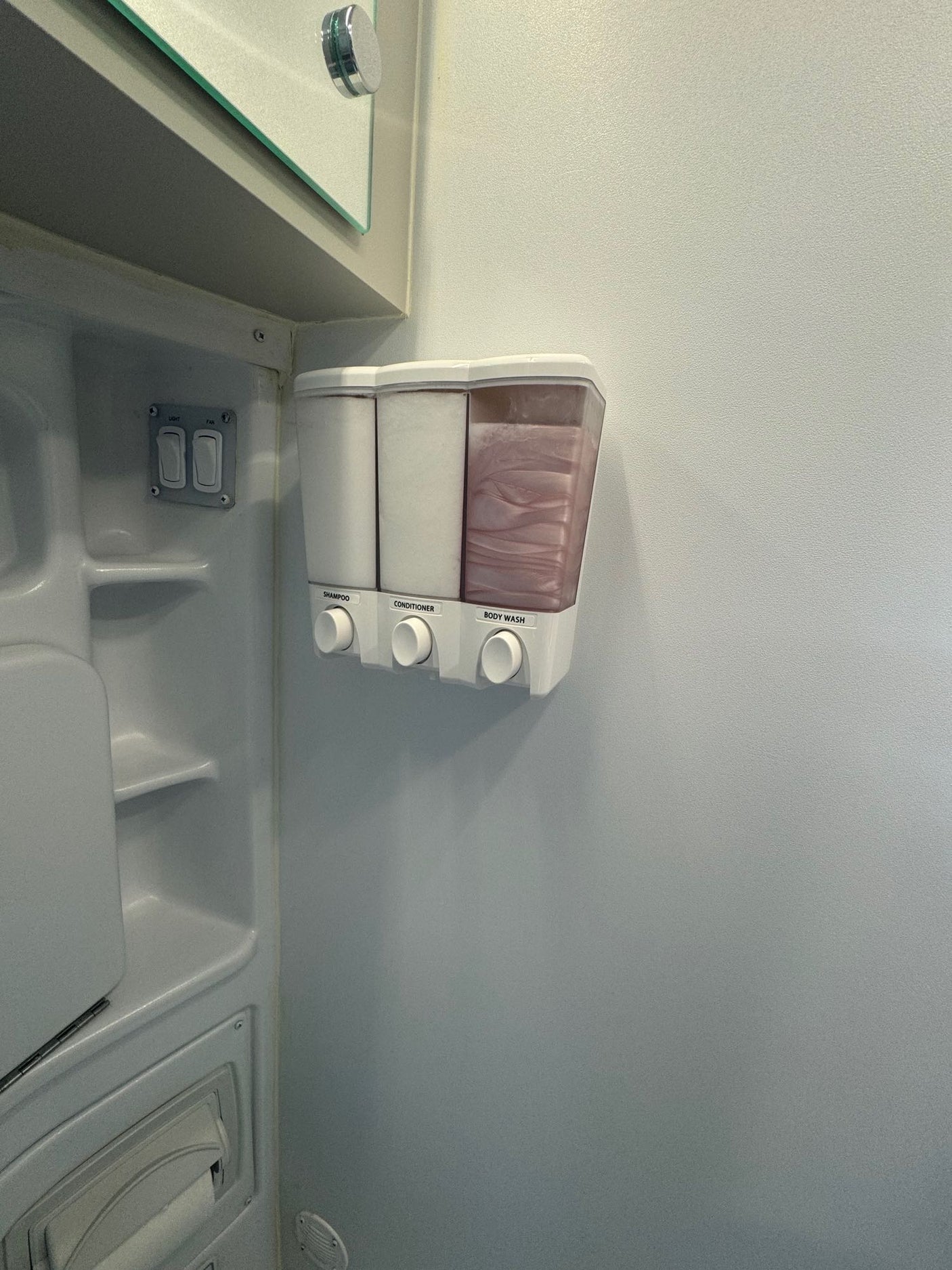 Compact RV rental bathroom